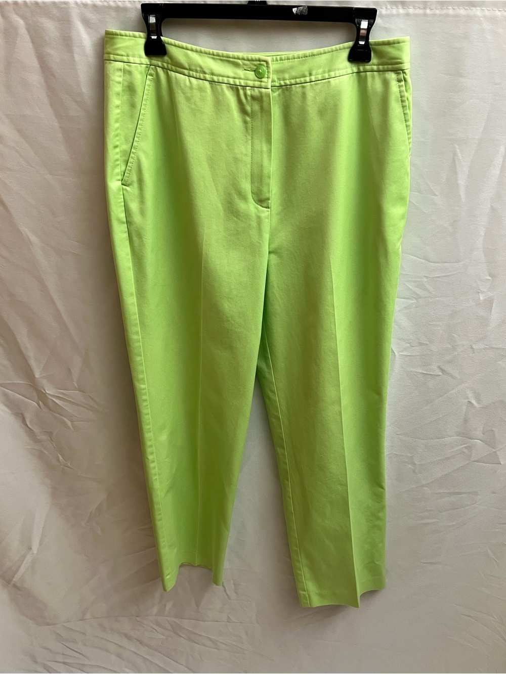 Foxcroft Women’s Size 10 Lime Green Cotton Ankle Pants Tapered Wrinkle Free